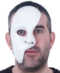 This light plastic Phantom of the Opera mask covers the disfigured half of your face