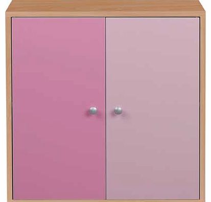 This cute Phoenix 2 door storage cube has a shelf in the middle and is conveniently stackable with other Phoenix storage cubes. The beech effect casing is complemented by two tones of pink on the doors. Part of the Phoenix collection Size H70. W70. D