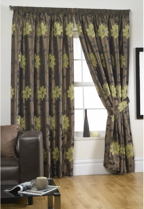 Unbranded Piccadilly Lime Lined Curtains