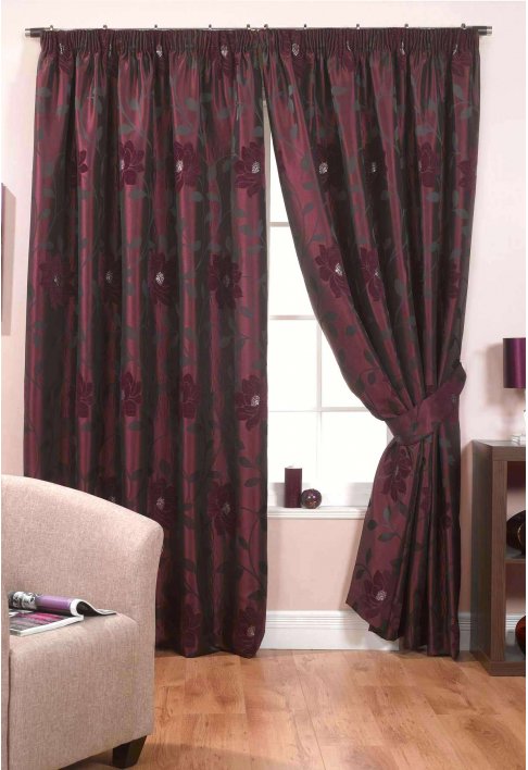 Unbranded Piccadilly Wine Lined Curtains