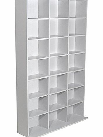Wonderful large white finished pigeon hole shelving cabinet ideal for showing off your collectables. storing books of for holding media. Capacity of up to 588 CDs or 378 DVDs/Blu-rays/computer games. Each cubby is 20cmH x 28cmW x 17cmD. Large capacit