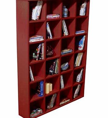 Free standing mahogany effect finish pigeon hole unit great for media storage or for displaying treasured objects. Very simple design within an incredibly small footprint - it only projects 20cm from your wall. With four columns by six rows making 24