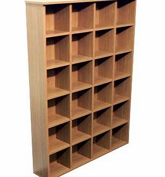 Free standing oak effect finish pigeon hole unit great for media storage or for displaying treasured objects. Very simple design within an incredibly small footprint - it only projects 20cm from your wall. With four columns by six rows making 24 cubb