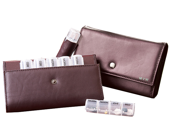 Unbranded Pill Travel Case - Burgundy Personalised