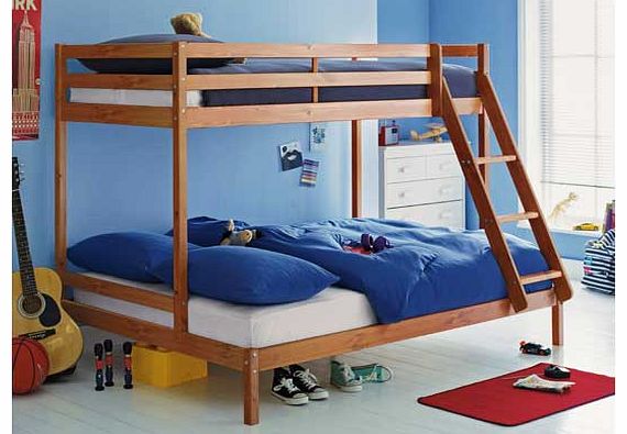 This Pine Single and Double Bunk Bed with Elliott Mattress is perfect when you have two children of different ages sharing a bedroom. This wood set of bunk beds comes with 2 open coil