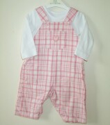 Ex-mothercare pink check dungarees in lovely soft