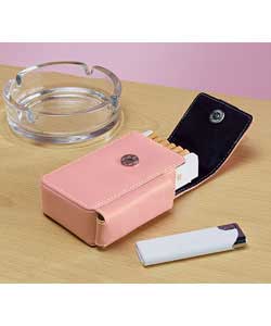 Unbranded Pink Cigarette Packet Holder and Lighter