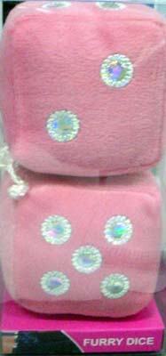 Pink Diamante Fur Dice