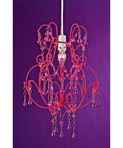 Non-electrical pendant with pink acrylic beads.Drop 46cm.Width 32cm.Requires 1 x 60 watt GLS bulb (n