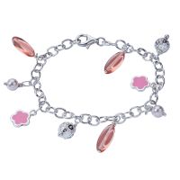 Silver belcher bracelet complete with 9 charms. Length 18cm (7&quote;)