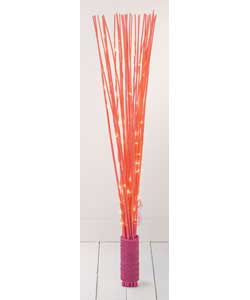 A set of pink rope bound reed type stems with mini lights.Height 125cm.