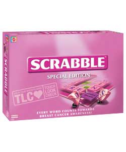 The classic game of wit and words goes pink! Limited edition Scrabble; helps raise money for
