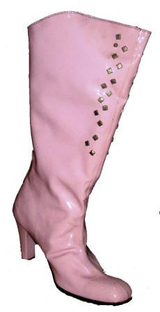 Pink Studded Knee Length Leather Boots Handmade