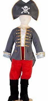 Ahoy! Let your child sail the seven seas in this fun costume. Included is a pirate jacket with gold trim. red trousers. mock boots with gold buckles and a skull and crossbones hat. Ideal for parties or for just hanging out at home with the crew. this