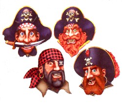 Pirate Face Cutout - assorted - pack of 4