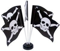 Use these small Pirate flags to decorate a table by putting them in a flag base They are often used 