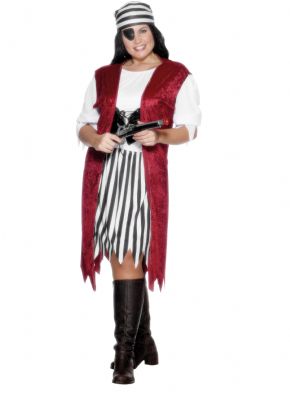 This Pirate Queen Costume is perfect for any pirate themed party. Costume includes Dress  Waistcoat
