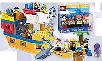 Pirate ship is filled with blocks, figurines and a