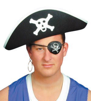 Pirate skull and cross bones hat, large