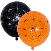 Unbranded Pk6 Halloween Latex Balloons Spiders Webs 27.5cm