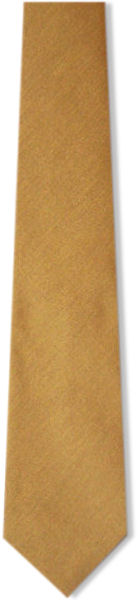 A plain darker gold tie with a rough texture, and a diagonal striated look