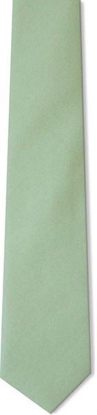 A plain sage green tie with a rough, lined texture