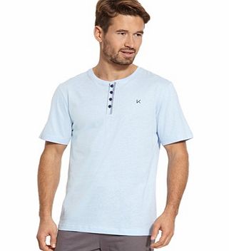 This Plain Short-Sleeved Grandad-Style Pyjama T-shirt features a contemporary style and can be worn with pyjama shorts or trousers. It features a grandad-style neckline extending into a buttoned placket, embroidery on the chest, short sleeves and a s