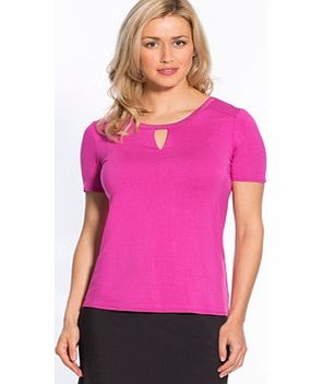 This chic Plain Softly Draping T-shirt will go with all your dressy outfits! It has a round neckline with pretty little diamanté detail and a V-shaped opening (with inset to hold the shape). Shoulder yokes front and back. Very soft, draping fabric. 
