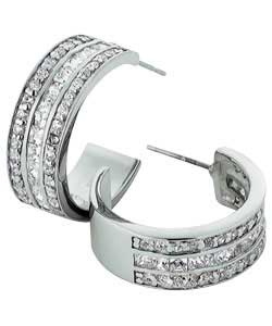Unbranded Platinum Plated Silver Channel Set Huggie Earrings