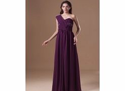 Unbranded Pleated One-shoulder Beading Empire Draped