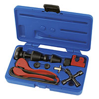 9 Piece Set. Handy tool kit for general plumbing use. Includes rubber strap wrench, two tap