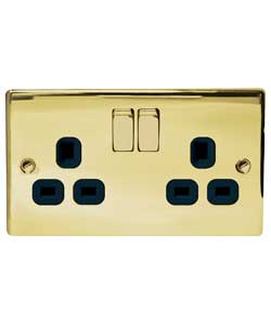 Unbranded Polished Brass Double Switched Socket