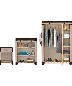 Unbranded Polycotton and Wood 3 Piece Double Wardrobe