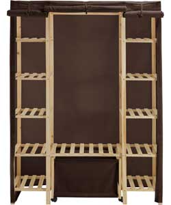 Unbranded Polycotton and Wood Triple Wardrobe with