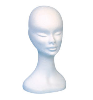 Style your wig and store it on this useful polystyrene head or wig stand.  It