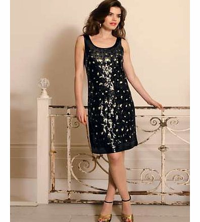 Sleeveless shift dress with leopard print sequin detail and detachable slip lining. Pomodoro Dress Features: Lined Hand wash 100% Polyester Lining: 100% Viscose Length approx. 99 cm (39 ins)