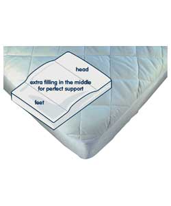 A mattress topper with extra filling in the central zone to provide superior comfort and support to 