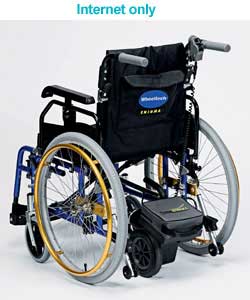 Turns most manual wheelchairs into a carer controlled powered wheelchair. Takes the strain out of pu