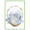 A delightful posy basket filled with clothing specifially designed for smaller babies, along with cu