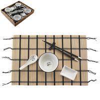 Traditional Japanese-style sushi set comprises 4 each: 11cm (4 3/8&quote;) diam. ceramic bowls,