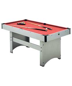 A contemporary and stylish pool table with a striking high speed red pool cloth. Quality