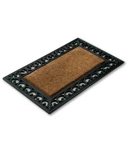 Strong and durable heavyweight mat.Attractive design with an iron effect rubber border.Approximate