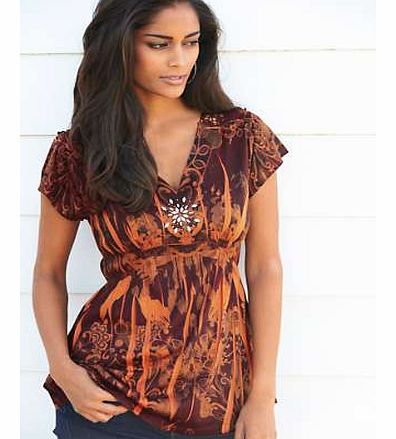 Unbranded Print Tunic with Lace