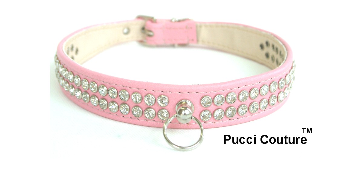 Pucci Couture 2 row diamante collar in pink Pet Accessorie
