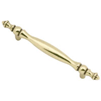 (L)145mm x (W)13mm x (D)22mm, Elegant antique gold effect handle pull with scalloped ends, Ideal