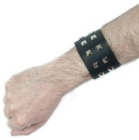 Punk bracelet with two rows of metal studs