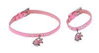 Adjustable pink leather bracelet with Punky Fish charm. Nickel and lead free. Size 13 - 18cm (5 -