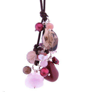 Necklace: Lap Puppy - rose/smokey .  The baby of Lapdog`s leather range but one of our biggest