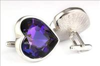 Unbranded Purple Crystal Heart Mousie Bean Cufflinks