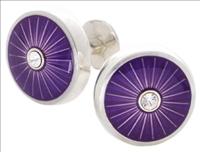 Unbranded Purple Enamel Crystal Disc Cufflinks by Veritas